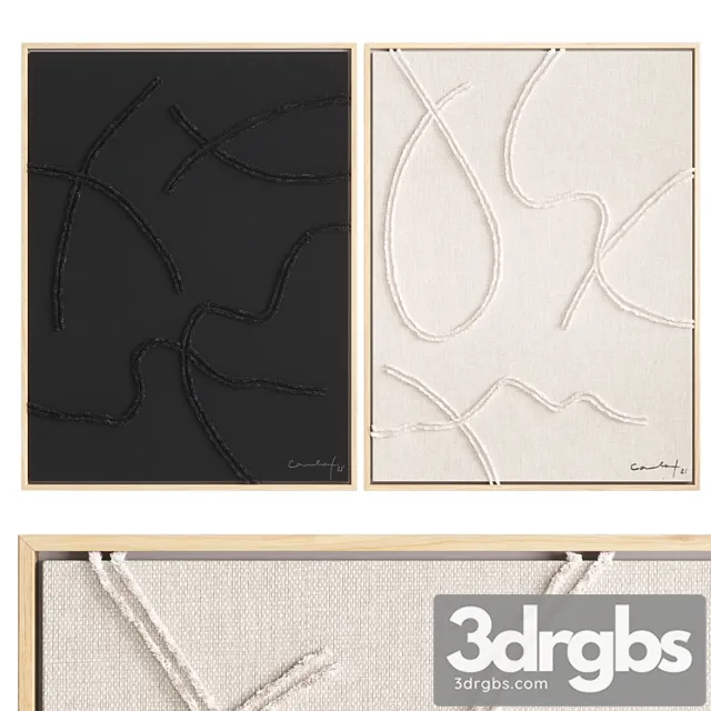 Hand Embroidery On Linen Set 1 3D Model Free