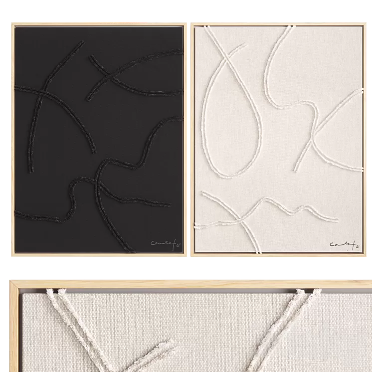 Hand embroidery on linen. Set_1 3D Model Free Download
