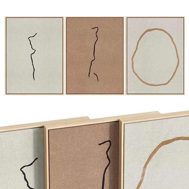 Hand embroidery on linen. set_2 3D Model Free