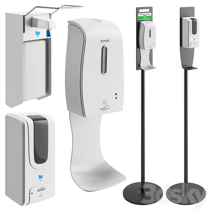 Hand Sanitizer Dispenser Set 3D Model
