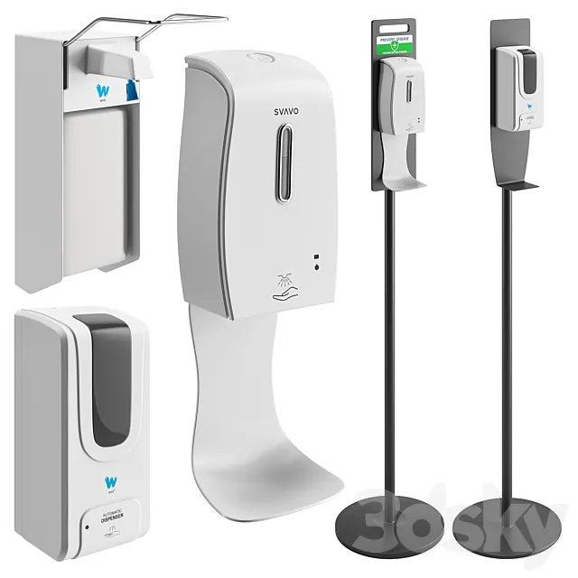 Hand Sanitizer Dispenser Set 3DModel