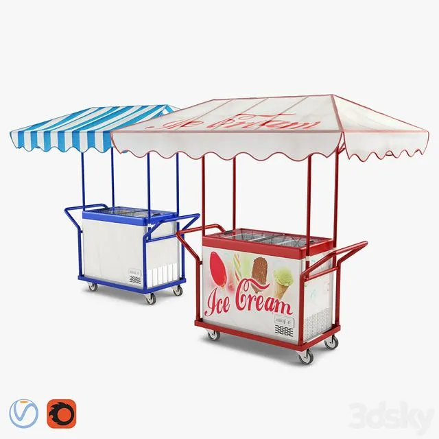 Hand trolley with freezer Polar 3D Model