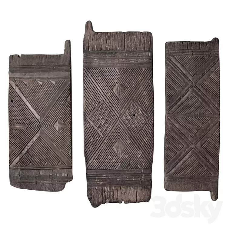 HandCarved Nigerian Doors Collection by Restoration Hardware 3D Model