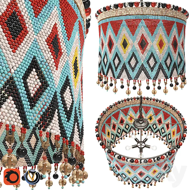 Handmade Chandelier of Beads 3D Model