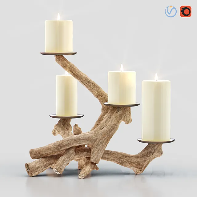 HANDMADE Driftwood Pillar Holder 3D Model