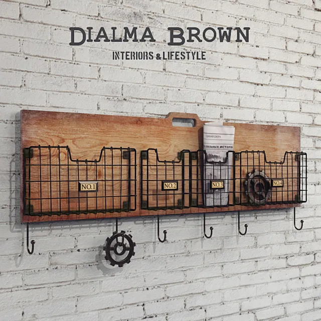 Hanger - magazine rack Dialma Brown DB003637 3D Model