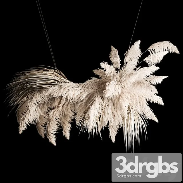 Hanging Bouquet Installation Of White Reeds Dried Flowers Of Pampas Grass Cortaderia Reeds 260 3D Model Free