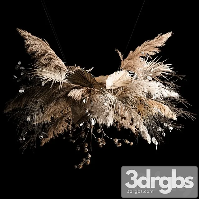 Hanging Bouquet Of Dried Flowers Palm Branch Pampas Grass Dry Reed Lunar Thorn 270 3D Model Free