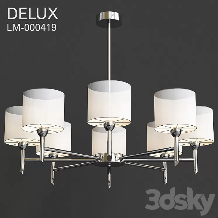 Hanging Chandelier with shades Delux 3D Model