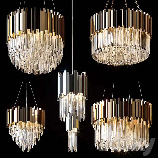 Hanging chandeliers BARCLAY 3D Model