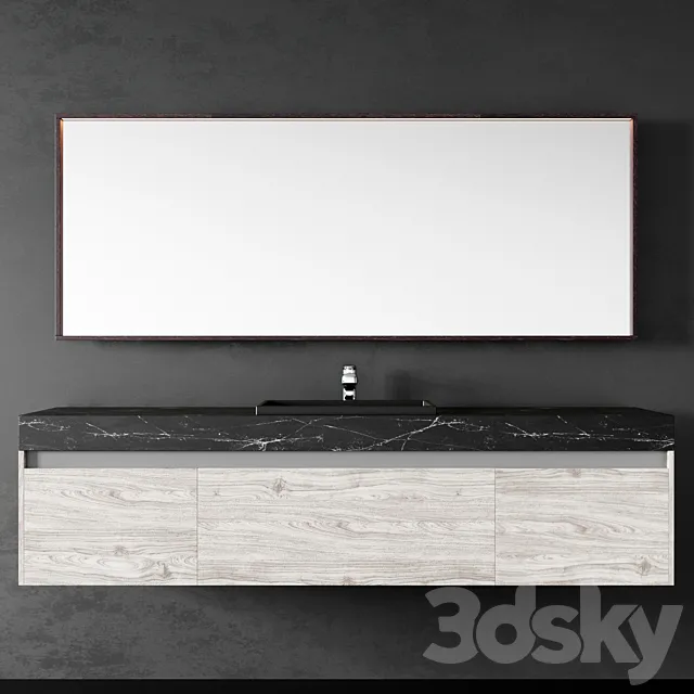 Hanging dressing table with mirror 3D Model