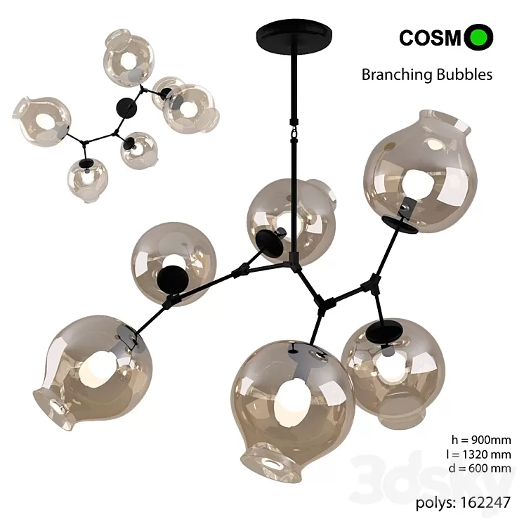 Hanging lamp Branching Bubbles 3D Model