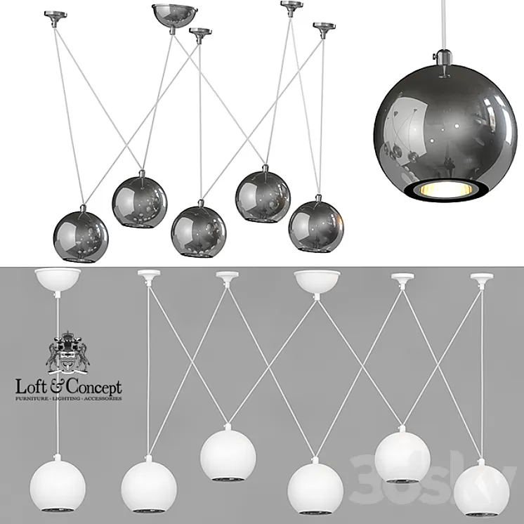 HANGING LAMP MULTISPHERE PENDANT SILVER 5 3D Model