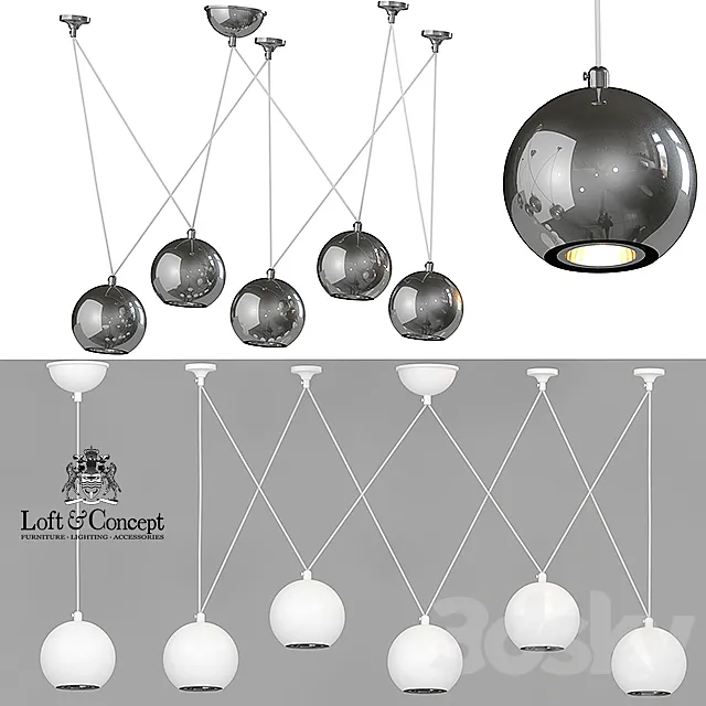 HANGING LAMP MULTISPHERE PENDANT SILVER 5 3DModel