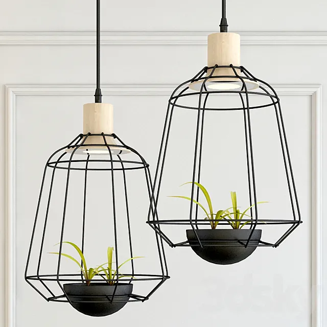 Hanging lamp pots light 3D Model