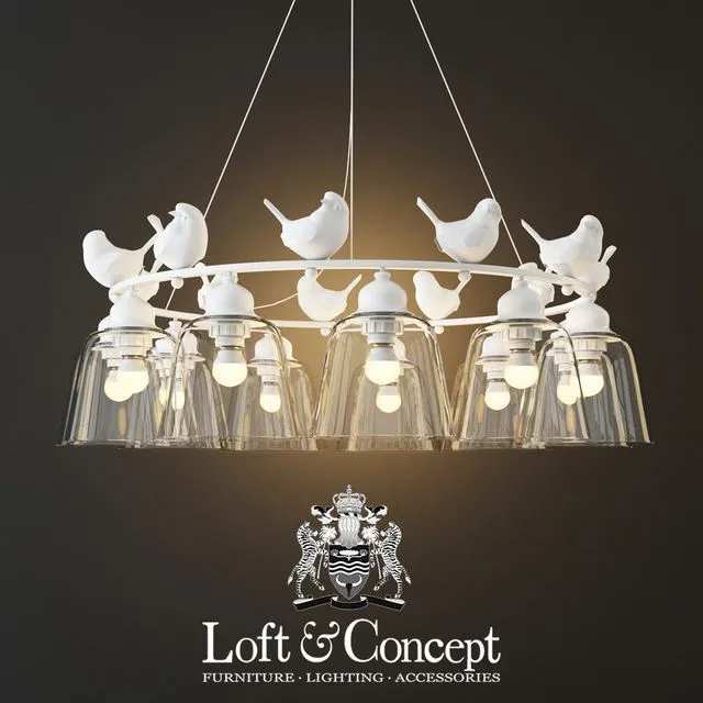 Hanging lamp provence bird chandelier 11 3D Model