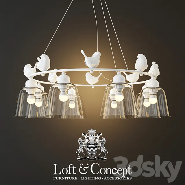 Hanging lamp provence bird chandelier 11 3D Model