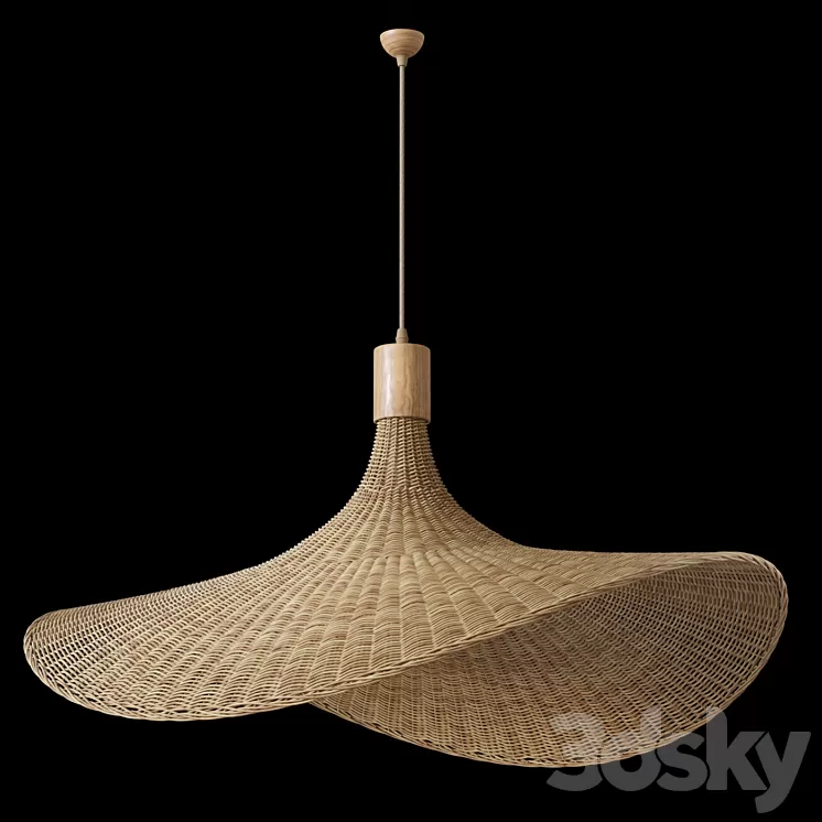 Hanging lamp – wicker hat 3D Model