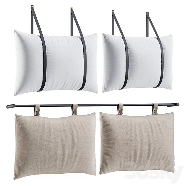 Hanging Pillow Headboard Set 3 3D Model