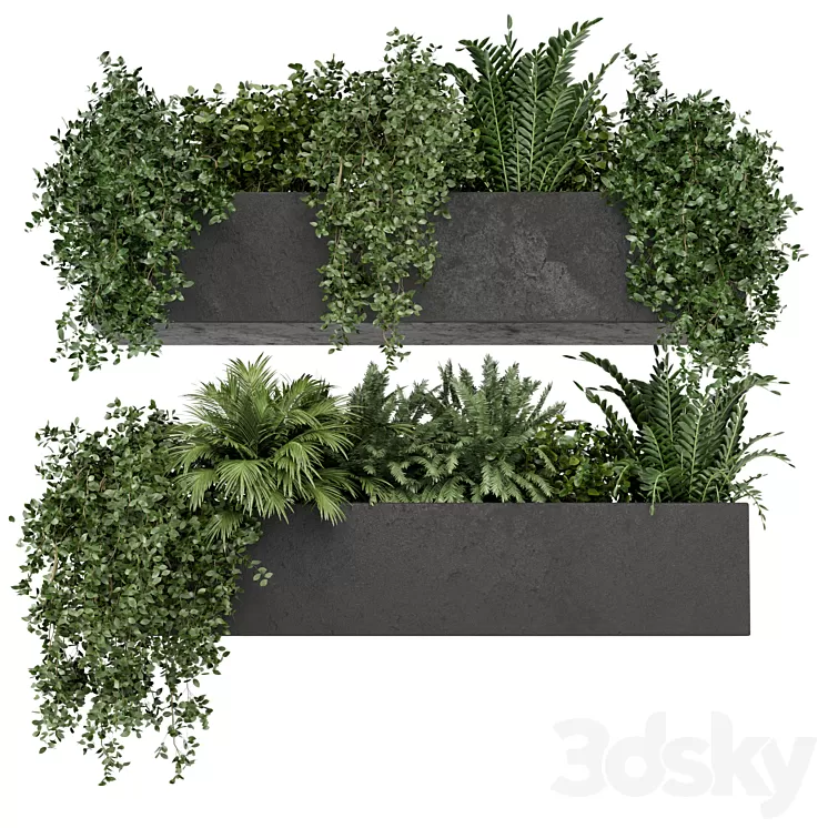 Hanging Plants in rusty Concrete Pot - Set 589 3D Model Free
