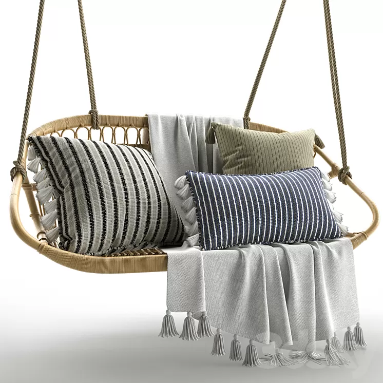 Hanging Rattan Bench Serena & Lily 3D Model