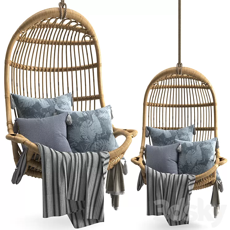 Hanging Rattan Chair 3D Model