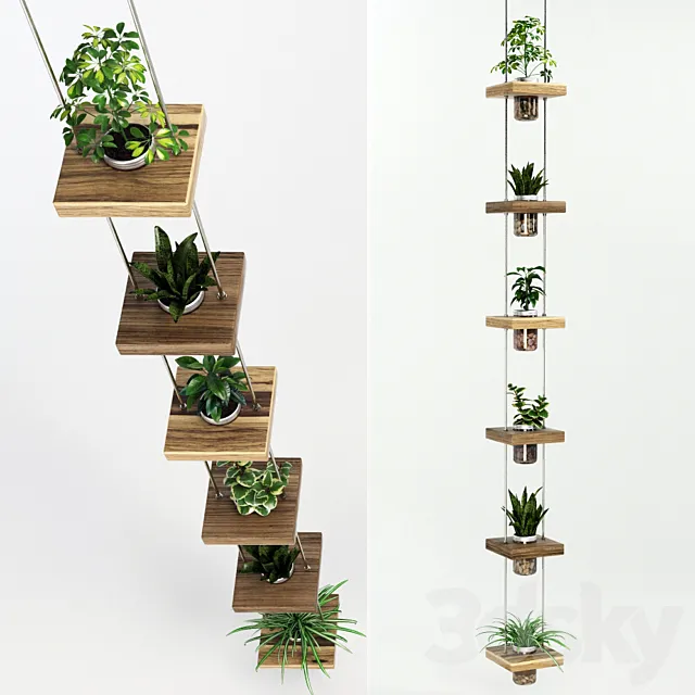 Hanging shelf with flowers 3DModel