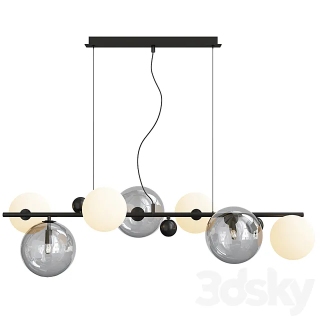 Hanglamp in smoked glass en metal bullesco 3D Model