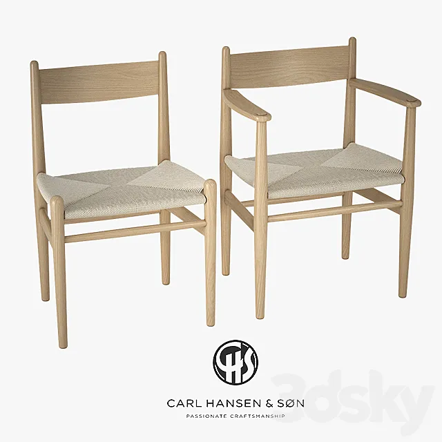 Hans J. Wegner - CH36 & CH37 Chairs 3D Model