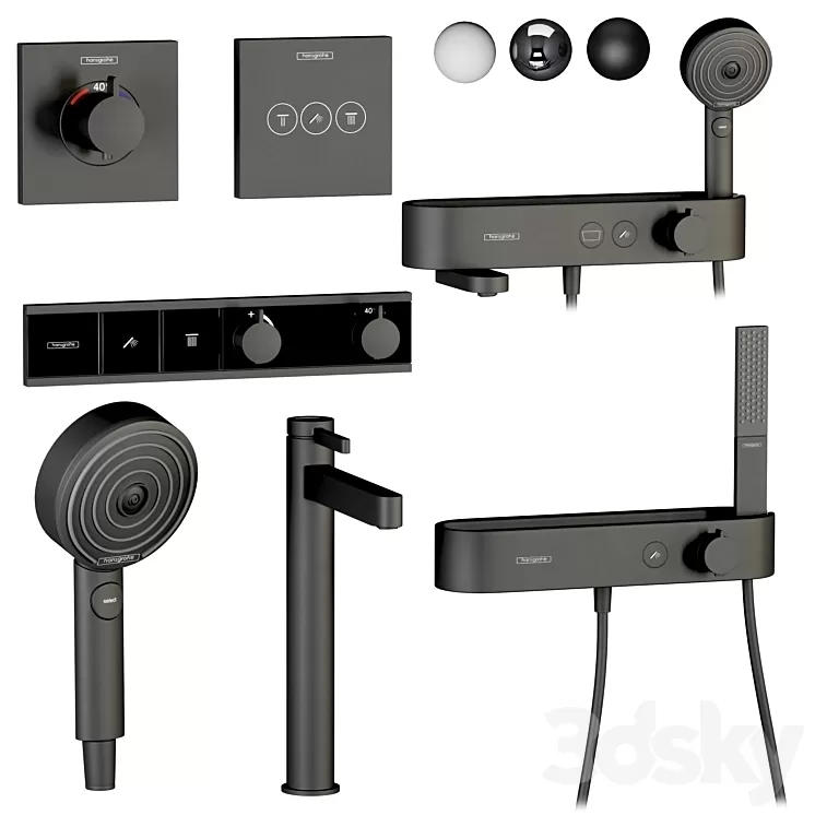 Hansgrohe faucets and showers set 7 3D Model Free