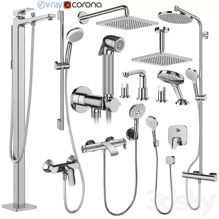 Hansgrohe set 175 mixers and shower systems 3D Model Free Download