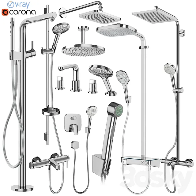 Hansgrohe set 178 mixers and shower systems 3D Model