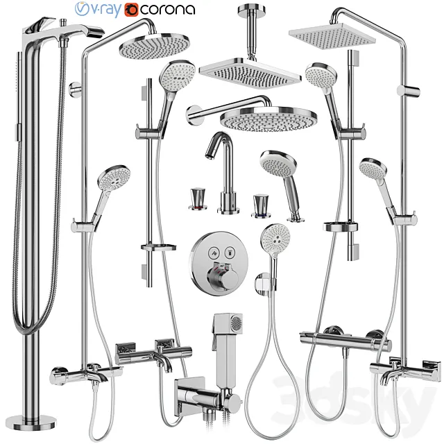 Hansgrohe set 179 mixers and shower systems 3D Model
