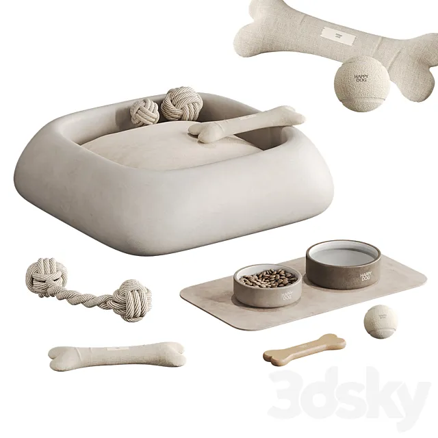 Happy dog set Accessories for dogs 3D Model
