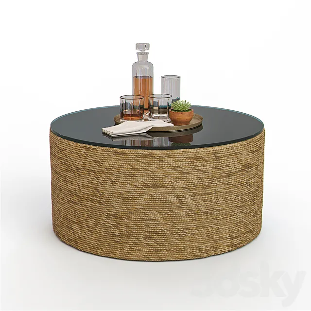 HARBOR Coffee Table + SOMERSET Glasses 3D Model