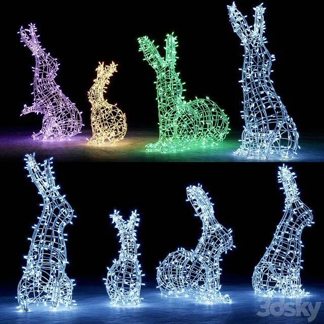 Hares from garlands 3D Model