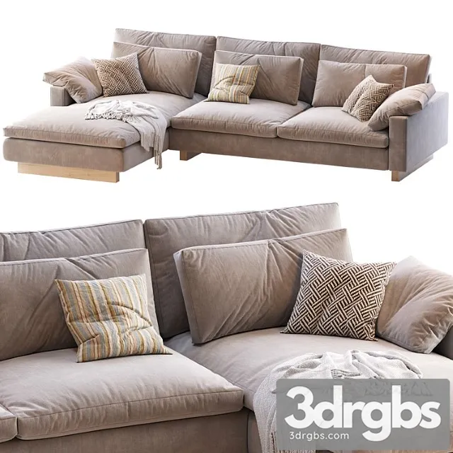 Harmony 2-piece chaise sectional 2 3D Model Free