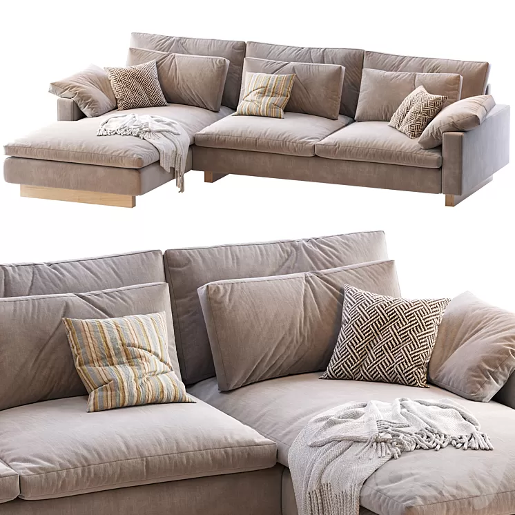 Harmony 2-piece chaise sectional 3D Model