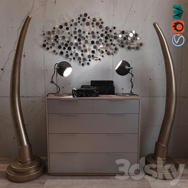 Harper Blvd Metal Wall Sculpture & RH Set 3D Model