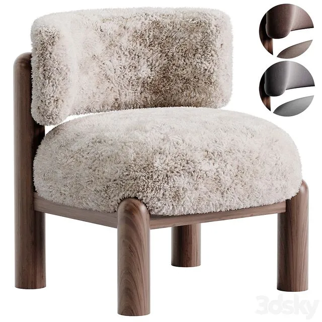 Harper Shearling Accent Chair 3D Model