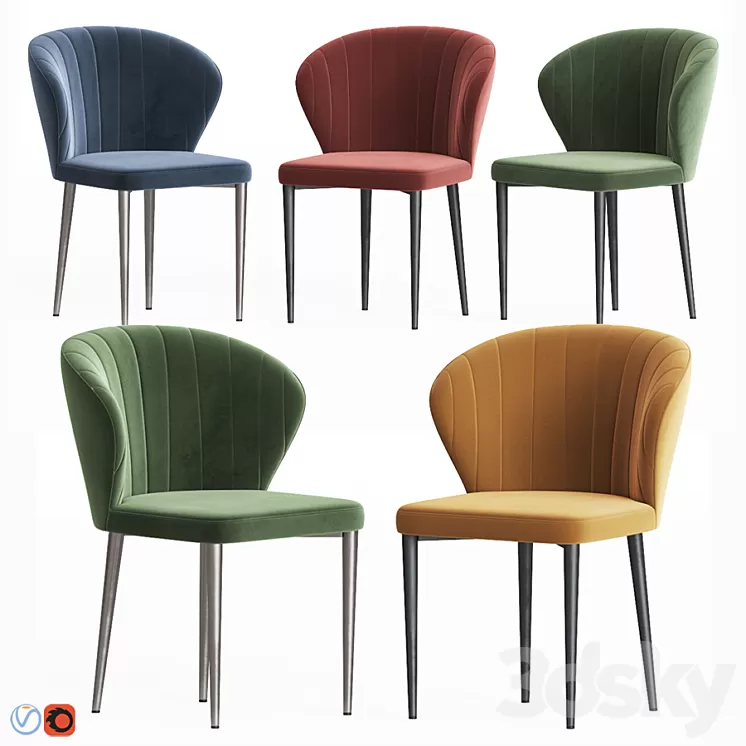 Harper velvet dining chair 3D Model