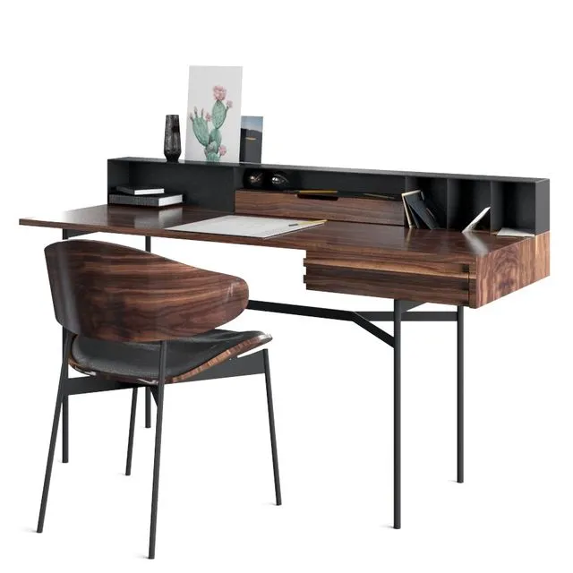 Harri Writing Desk And Luz Chair 3D Model