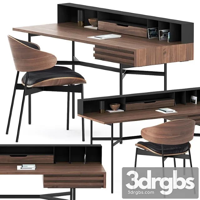 Harri Writing Desk And Luz Chair By More 3D Model Free