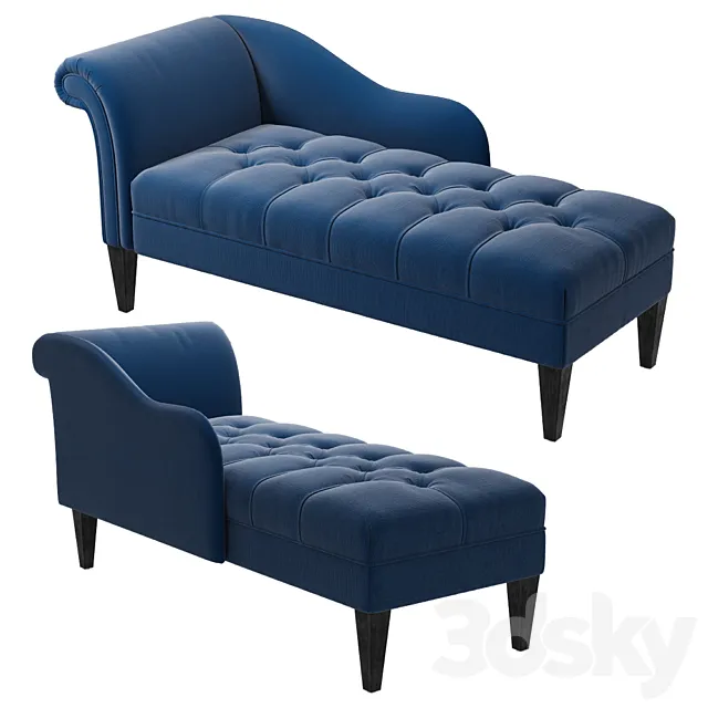 Harrison Tufted Chaise Lounge Midnight Blue 3DModel