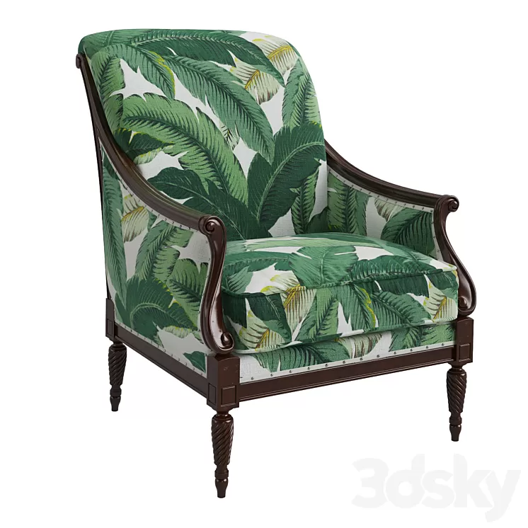 Harwood Accent Chair Palm Leaf 3D Model