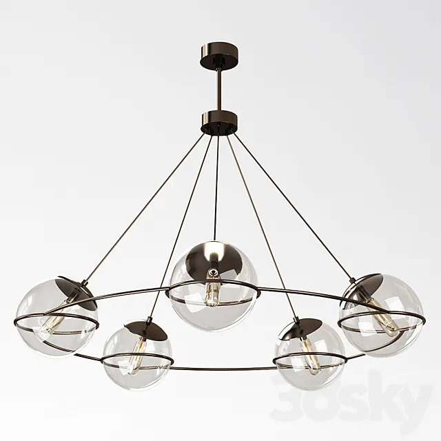 Hathoway 5-Light Wagon Wheel Chandelier 3D Model