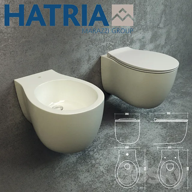 HATRIA Le Fiabe vaso (Y1AC) _bidet (Y1A9) sospeso (wall hung) 2014 3DModel