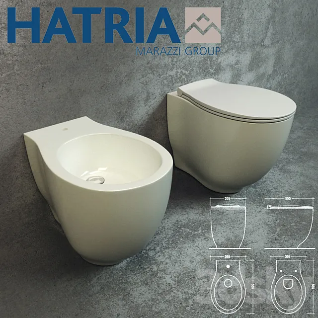 HATRIA Le Fiabe vaso (Y1AD) _bidet (Y1AA) filo muro (back to wall) 2014 3DModel