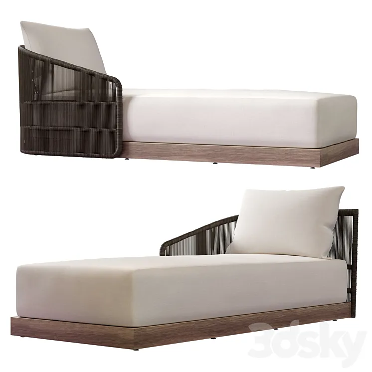 Havana arm chaise RH 3D Model Free