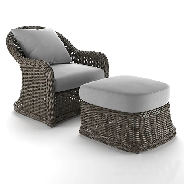 Havana Lounge Chair with Ottoman 3DModel
